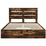  Postelja s shranjevanjem z vzglavjem Dimljeni oreh 160 x 200 cm, (5000105858) | Shoptok.si