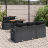 vidaXL 6-delni vrtni set zof s blazinami črn poli ratan | Shoptok.si