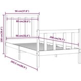  Posteljni okvir iz trdnega lesa 90x200 cm, (20646636) | Shoptok.si