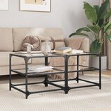 vidaXL Klubske mizice s stekleno površino 2 kosa 50x50x45 cm jeklo Cene