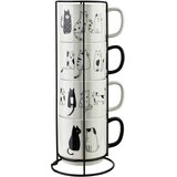 Mondex Komplet skodelic na stojalu porcelan Affekdesign by Cottello 370 ml večbarvno 4 kos, (5000212025) | Shoptok.si