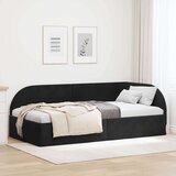  Kutni okvir kreveta s uzglavljem Crna 90 cm x 190 cm tkanina | shoptok.hr