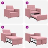 vidaXL 3-v-1 enosobni kavč za spanje iz roza žameta | Shoptok.si