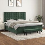 vidaXL Box spring postelja z vzmetnico temno zelena 160x200 cm žamet | Shoptok.si