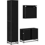 vidaXL set namještaja za kupaonicu s ladicama zidne 3 pcs crni hrast | shoptok.hr