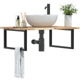  Zidna polica za umivaonik od čelika i masivnog bagremovog drva Smeđa 80 x 60 x 2 cm | shoptok.hr