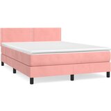  The Living Store Box spring postelja z vzmetnico roza 140x190 cm žamet - Box Spring Postelja, (21492651) | Shoptok.si