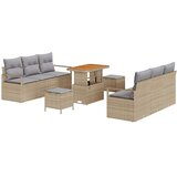  Sjedeća garnitura za vrt 9 kom. Bež poliratan 175 x 62 x 85 cm | Shoptok.si