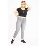 Şans Women's Large Size Gray Lycra 5 Pocket Jeans Cene