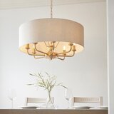  Endon 110727 - Luster na lancu HIGHCLERE 8xE14/40W/230V bež/mesing, prečnik 70 cm | Eponuda.com