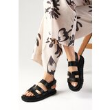 Mio Gusto Gia Black Velcro Strap Women's Sandals Cene