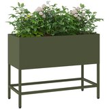  Povišeni Vrtni Planter Maslinovo zelena 60 x 26 x 45 cm Čelik | shoptok.hr