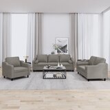  3-dijelni set sofa s jastucima smeđesivi od tkanine | shoptok.hr
