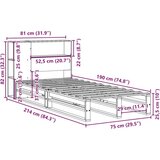 Krevet s regalom za knjige bez madraca 75 x 190 cm masivno drvo | shoptok.hr