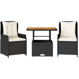  3-dijelni bistro set s jastucima crni od poliratana | shoptok.hr