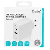 Deltaco Domači Polnilec USB 1X USB-C PD 18W,1X USB-A 18W,36W BELO | Shoptok.si
