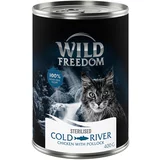 Wild Freedom Adult Sterilised 6 x 400 g - receptura brez žitaric - Cold River Sterilised - piščanec s sajem
