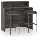  3-dijelni vrtni barski set s jastucima sivi Siva | shoptok.hr