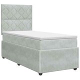 vidaXL Boxspring krevet s madracem Svjetlosiva 90 x 190 cm Baršun - Svjetlosiva 90 x 190 cm Dizajn s rombovima Cijene