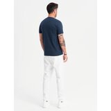 Ombre Men's BASIC classic cotton T-shirt with a v-neck - navy blue | shoptok.hr