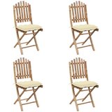  5-dijelni sklopivi vrtni blagovaonski set od bambusa Krema 40 x 40 x 7 cm | Shoptok.si