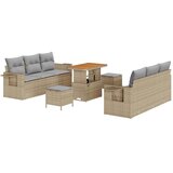 9 Dijelni Vrtni Sofa Set s Jastucima Bež Poli Ratan Akacija 3 Dijelni Vrtni Set za Jelo s Jastucima Bež Poli Ratan Akacija | shoptok.hr