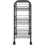 vidaXL 3-nadstropni kuhinjski voziček črn 46x26x64 cm železo | Shoptok.si