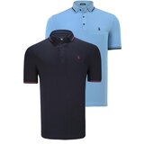 Dewberry DOUBLE SET T8586 MEN'S T-SHIRT-NAVY-LIGHT BLUE | Shoptok.si