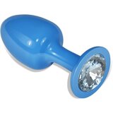 Lovetoy Analni čep modro kovine rosebud s prozornim draguljem, (21078349) | Shoptok.si