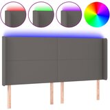 Maison Chic led posteljno vzglavje - vzglavna omarica - nočna omarica sivo 203x16x118/128 cm umetno usnje, (21712308) Cene