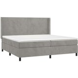  Box spring postelja z vzmetnico LED svetlo siva 200x200cm žamet, (20761216) | Shoptok.si