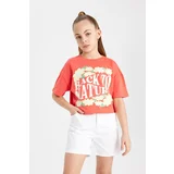 Defacto Girl's Printed Short Sleeve T-Shirt