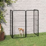  Ograda za pse sa 4 panela crna 50 x 100 cm čelik obložen prahom | shoptok.hr