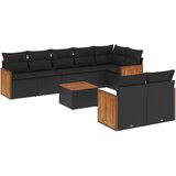  The Living Store Vrtna sedežna garnitura 9-delna z blazinami črn poli ratan - Vrtna Sedežna Garniture, (21453053) | Shoptok.si