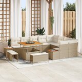vidaXL set vrtnih sofa s 12 komada i jastučićima bež poli ratan akacija | shoptok.hr