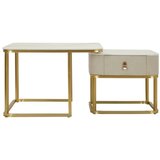 Mauro Ferretti kremno bele/v zlati barvi mizice v kompletu 2 ks v marmornem dekorju 50x70 cm beauty – | Shoptok.si