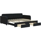 vidaXL Izvlečna dnevna postelja s predali črna 90x190 cm žam | Shoptok.si