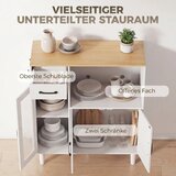  Kuhinjski ormarić s ladicom 2 ormarića otvoreni pretinac rebrasta vrata od akrilnog stakla 80 x 34 x 91 cm Bijela+Hrast | shoptok.hr