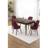 Hanah home trpezarijski set Pir, sto i 4 stolice, ploča u dekoru drveta Baroque, bordo tkanina Babyface | Eponuda.com