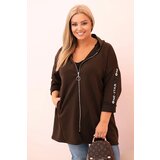 Kesi Włoski Women's butter-colored sweatshirt with decorative sleeves black Cene