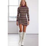 Trendyol Limited Edition Fuchsia Color Block Bodycone Mini Sweater Dress Cene