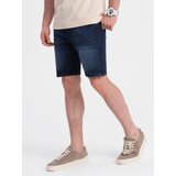 Ombre Men's denim short shorts with subtle washes - dark blue Cijene