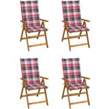 Maison Chic Vrtni stoli - Stol za vrt 4 kosi z blazinami trden akacijev les JS1621, (21878000) | Shoptok.si