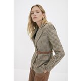 Trendyol Multi Color Regular Lined Belted Plaid Woven Jacket | Eponuda.ba