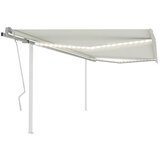 vidaXL ročno zložljiva tenda z led lučkami 4x3 m krem | Shoptok.si