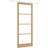  Klizna vrata Prirodna 93 x 232 cm Masivna borovina i staklo | shoptok.hr