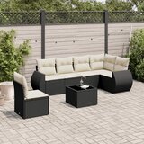  7-dijelni set vrtnih sofa od poliratana s jastucima crni | shoptok.hr