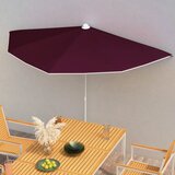  Vrtni polukružni suncobran sa šipkom 180 x 90 cm bordo | shoptok.hr