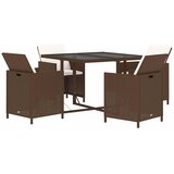  5-dijelni vrtni blagovaonski set s jastucima poliratan smeđi Smeđa 109 cm table length | shoptok.hr