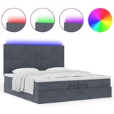 vidaXL Otomanski posteljni okvir z vzmetnicami siv 200x200cm žamet | Shoptok.si